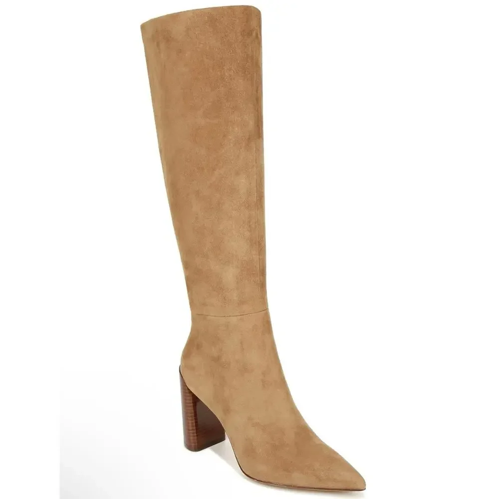 Vince Women's Leather Upper Pilar Knee High Boots Pointy Toe Beige Size 8.5 NWOT - Picture 5 of 13